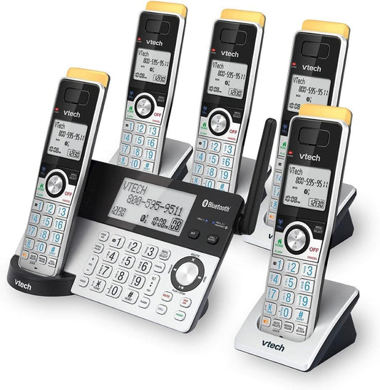 Vtech 5-Handset Cordless Phone with Super Long Range, Bluetooth Connect to Cell, Smart Call Blocker and Answering System IS8129-5