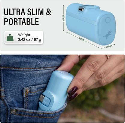 Nimble Bump 5000 mAh USB-C Power Bank w/ Foldable USB-C Connector Blue NB-BPC-5K1C-13616
