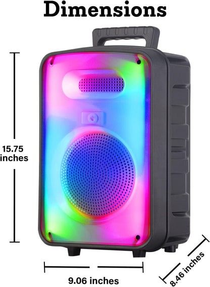Technical Pro 600W Rechargeable 8" Bluetooth Speaker w/ LED, FM & USB
