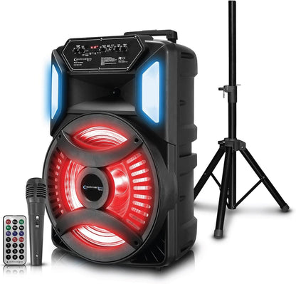 Technical Pro XP152PKG Rechargeable 15" Bluetooth LED Speaker Package with Tripod & Microphone