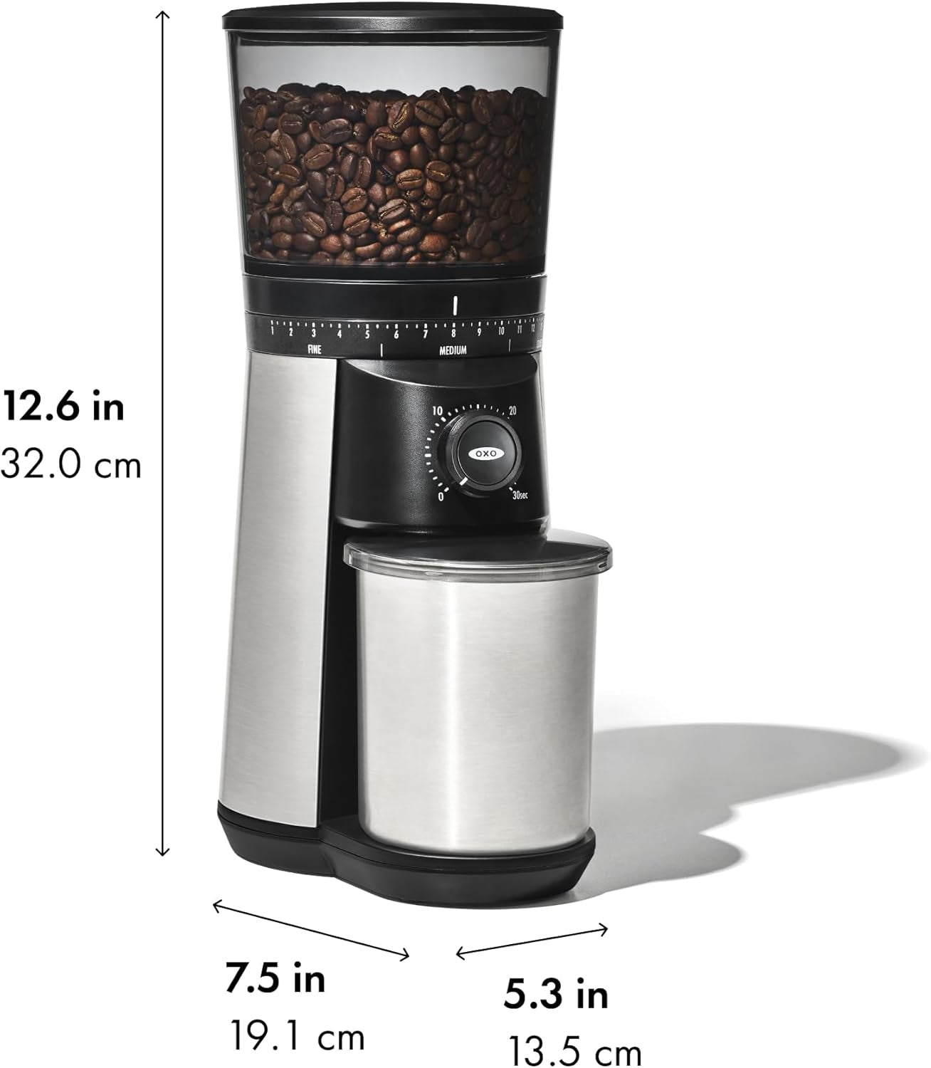 OXO 16 oz. Stainless Steel Conical Coffee Grinder with Adjustable Settings