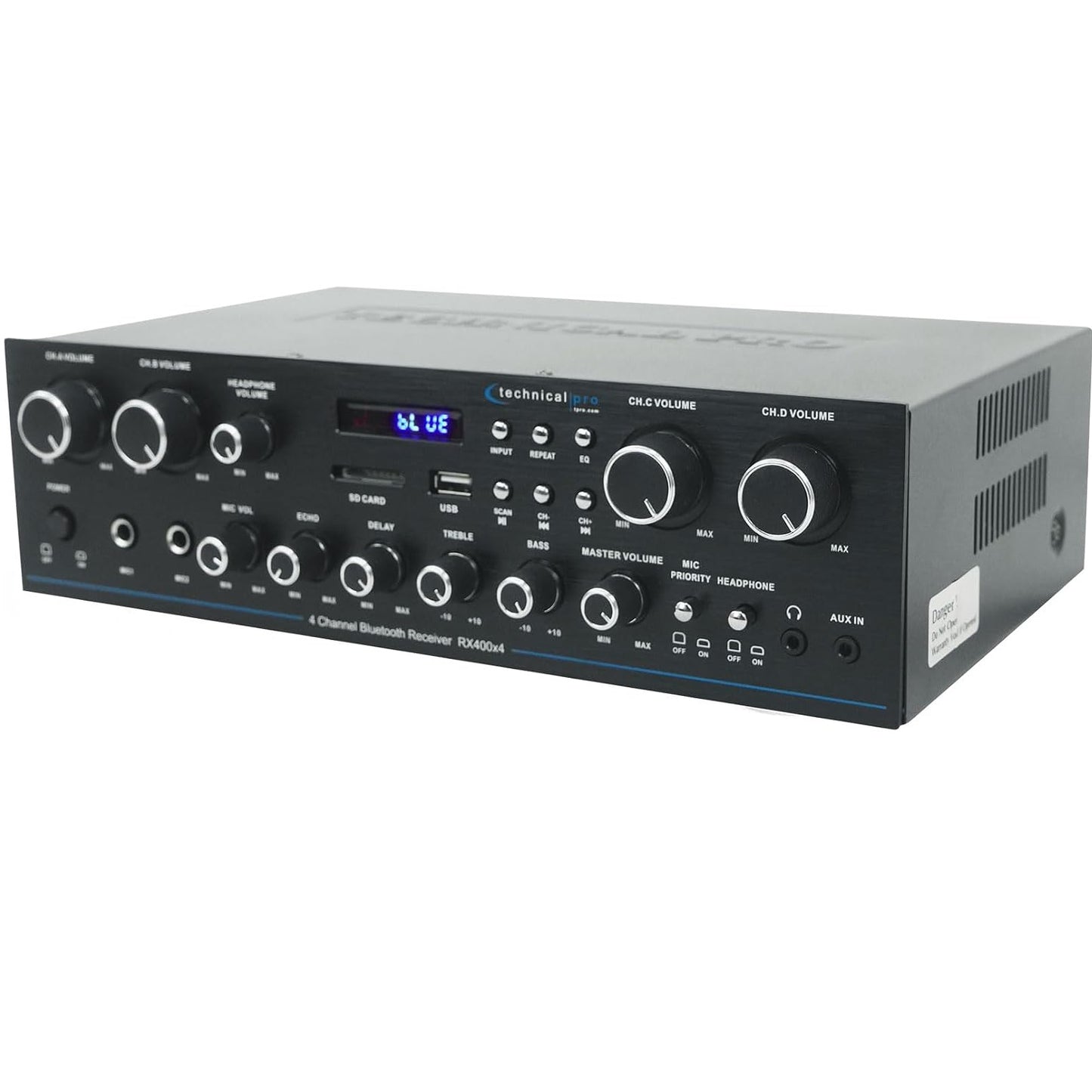 Technical Pro RX400X4 1600W 4-Channel Bluetooth Home Audio Receiver