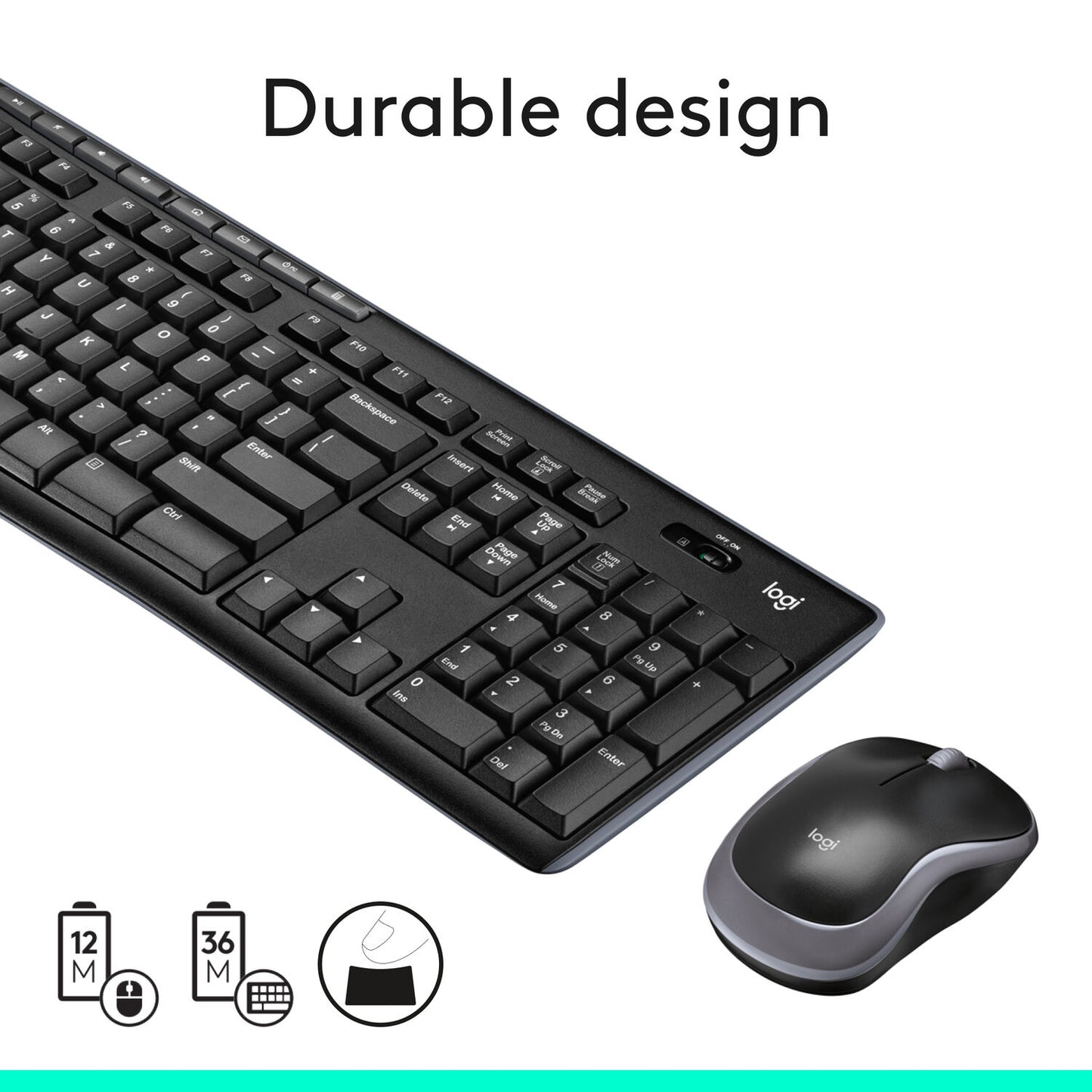 Logitech MK270 Wireless Keyboard/Mouse Combo - 2.4 GHz - Black 920-004536
