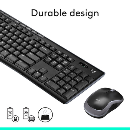 Logitech MK270 Wireless Keyboard/Mouse Combo - 2.4 GHz - Black 920-004536