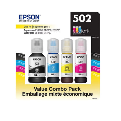 Epson EcoTank 502 Ink Bottles Value Club Pack (Black, Cyan, Magenta, Yellow) T5021-4-SVH