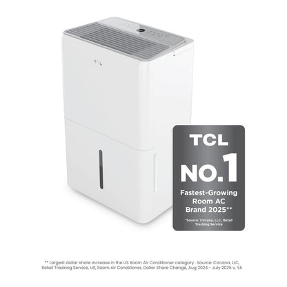 TCL - 4,500 Sq. Ft. 50 Pint Smart Dehumidifier - White H50D44W