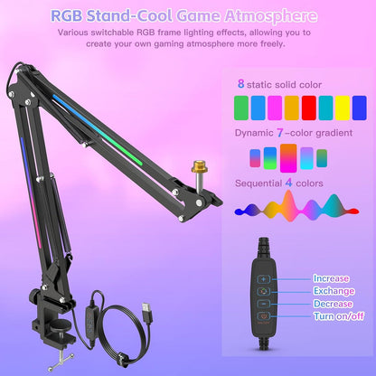 Technical Pro MKL2 Microphone Suspension Boom Arm Stand with LED Lighting