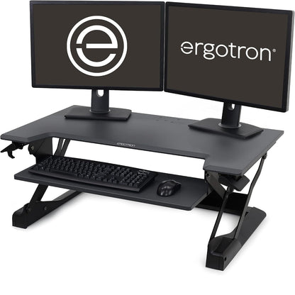 Ergotron WorkFit-TL 38"W Adjustable Standing Desk Converter, Black/Dark Gray 33-406-085