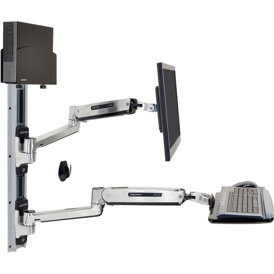 Ergotron LX Sit Stand Wall Mount System Small Black Cpu Holder Polished 45-359-026