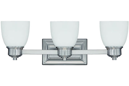 Luminance Transitional 3-Light 100W Vanity Fixture w/ Bright Satin Nickel Finish F3173-80