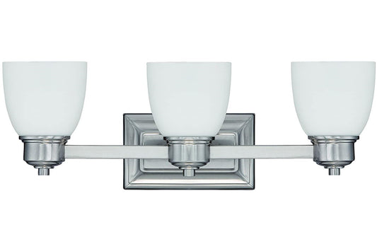 Luminance Transitional 3-Light 100W Vanity Fixture w/ Bright Satin Nickel Finish F3173-80