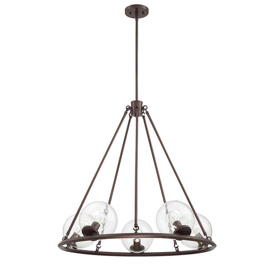 Luminance Messier 5-Light Chandelier Clear Seeded Glass Globe Provincial Bronze F26115-64