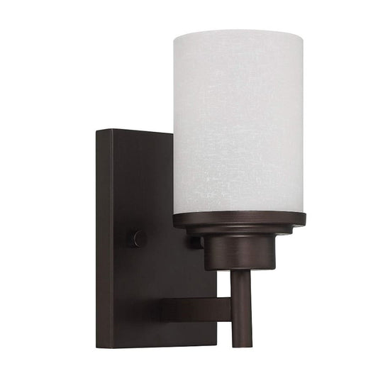 Luminance 1-Light Vanity Somes Sconce Linen Glass MB 100W 120v Provincial Bronze - F17031-64
