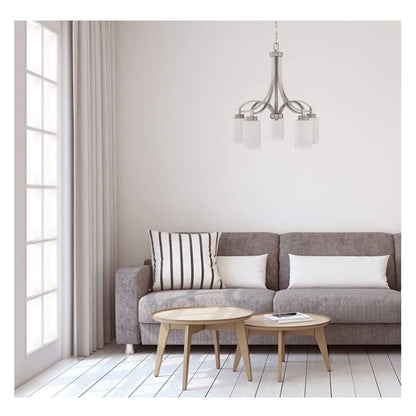 Sunset Lighting Dalton 5-Light Farmhouse Chandelier, Bright Satin Nickel F18006-80