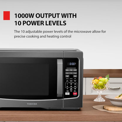 TOSHIBA EM131A5C-BS Countertop Microwave Ovens 1.2 Cu Ft, 12.4" 1000W Removable Turntable, Smart Humidity Sensor 12 Auto Menus