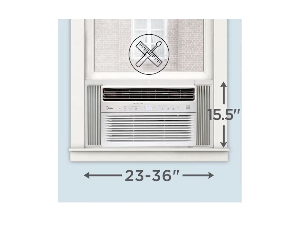 MIDEA 12,000 BTU SmartCool Window Air Conditioner w/ WiFi &Voice Control,  3-in-1 combines air conditioners, dehumidifiers, & fan-only - MAW12S1YWT