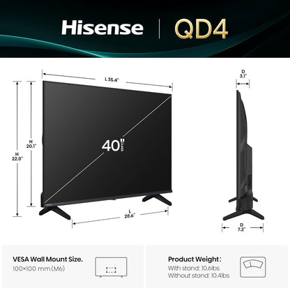 Hisense 40" Class QD4 Series QLED Full HD 1080P Smart Fire TV (2025) 40QD4QF