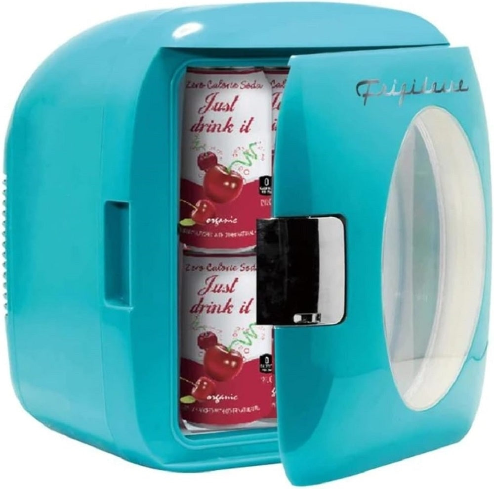 Frigidaire Portable Retro 12-Can/9L Mini Fridge Blue EFMIS462-B-BLUE, Includes 110V home power cord & 12V DC car adapter