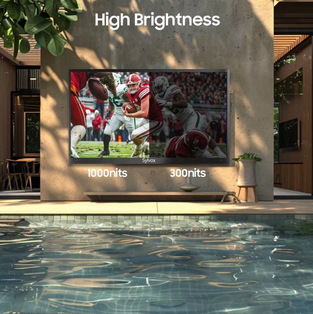 SYLVOX 55" Outdoor TV, 1000nits Google Smart TV Built-in Google Assistant, Chormecast, IP55 Waterproof Outside TV OT55A2KHGD