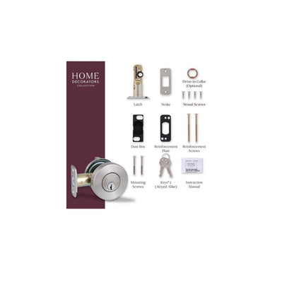 Round Satin Nickel Single Cylinder Deadbolt Featuring Dual Keyway DD1X21PXJ
