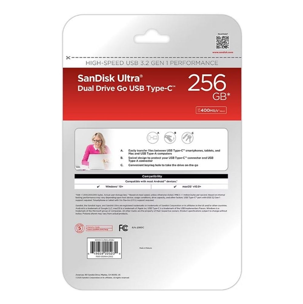 SanDisk Ultra Dual Drive USB-C 256GB USB 3.1 Flash Drive SDDDC3-256G