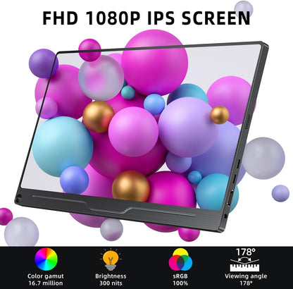 UPERFECT MDS-15608 Portable Monitor, 15.6" IPS HDR 1920X1080 FHD Eye Care Travel Screen USB C Gaming Monitor