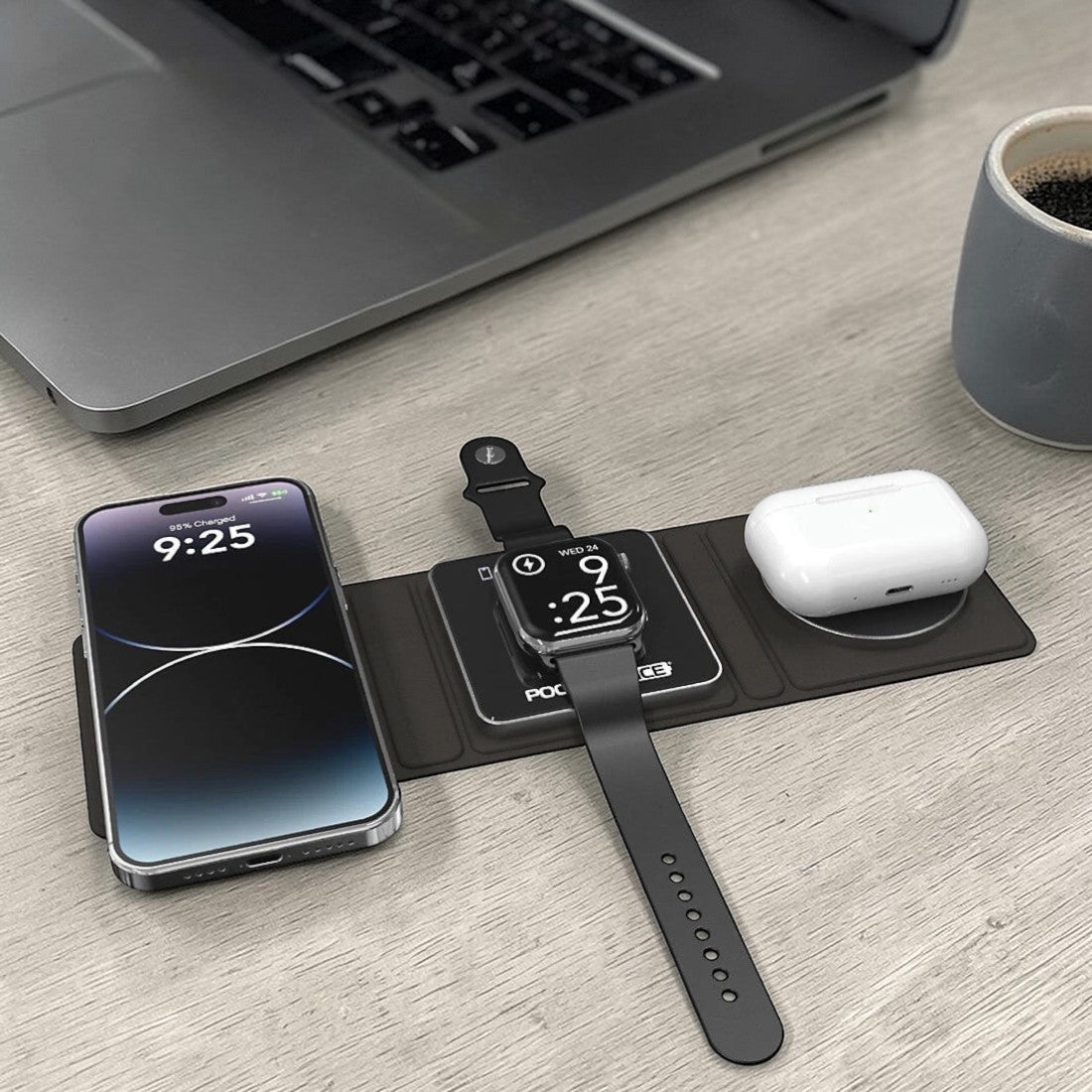 Pocket Juice 3-in-1 Wireless Folding Power Pad 15W for Qi‑enabled Devices