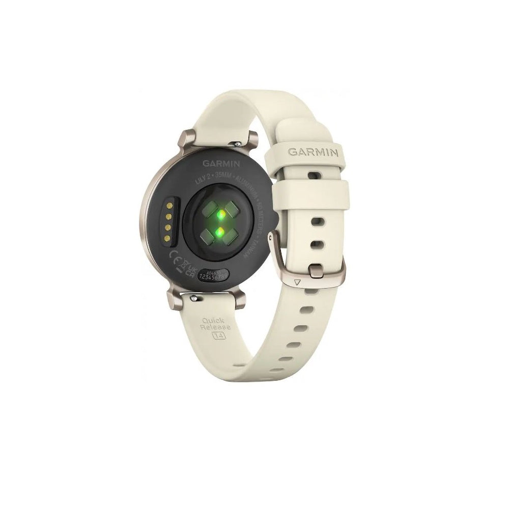 Garmin - Lily 2 Smartwatch 34 mm Anodized Aluminum - Cream Gold with Coconut Silicone Band - (2024) 010-02839-00