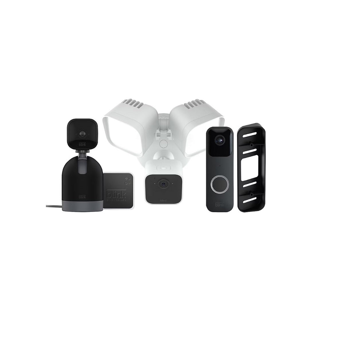 Blink Wired Floodlight Camera with Pan-Tilt Indoor Camera and Video Doorbell