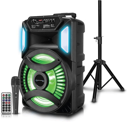 Technical Pro XP152PKG Rechargeable 15" Bluetooth LED Speaker Package with Tripod & Microphone