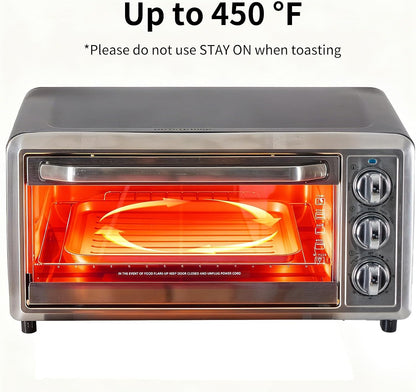 OLIXIS Toaster Ovens Countertop 19Quart, Up to 450°F, Bake, Toast, Broiler, Pizza and Warm, 1300W KX-P01-18L-SR