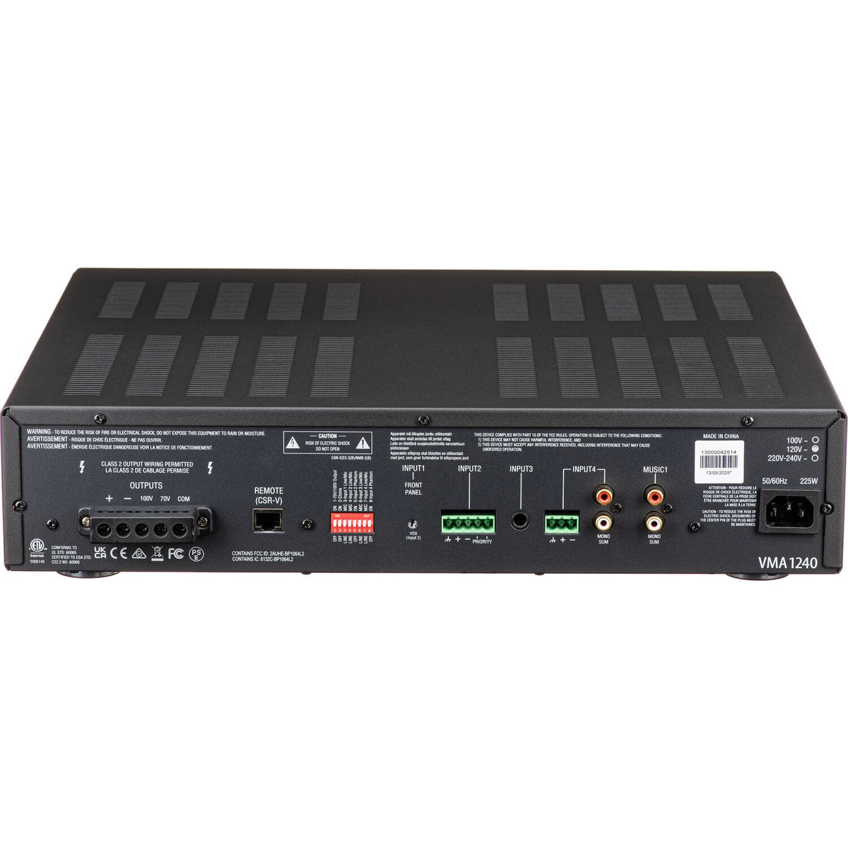 JBL VMA1240 Commercial Series 240W Bluetooth-Enabled Mixer/Amplifier 5-In/1-Out