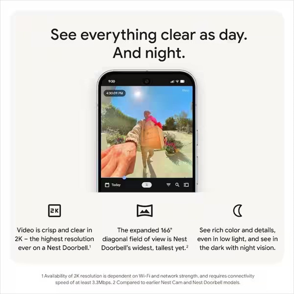 Google Nest Video Doorbell, Wired, 3rd Gen, Hazel GA09968-US