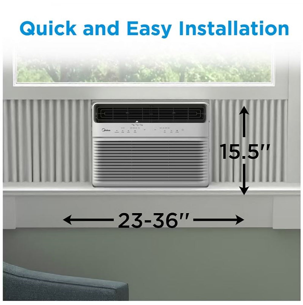 Midea Smart 8,000 BTU 350 sq. ft. Window Air Conditioner, 3-in1 Comfort: get cooling, dehumidification, and fan modes, Intelligent Features: sleep mode and 24 hours -  MAW08S1JWT-B