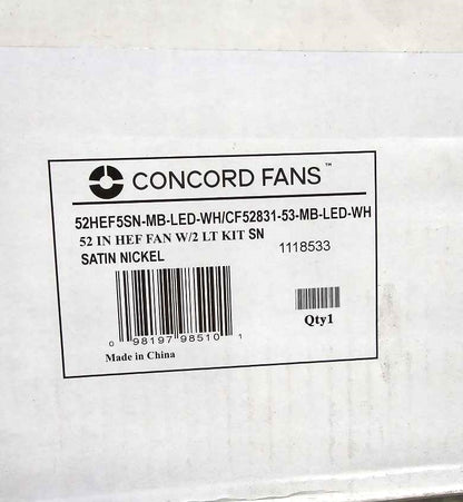 Concord Heritage Home 52" Satin Nickel LED Indoor Ceiling Fan Light Kit 5-Blade 52HEF5SN-MB-LED