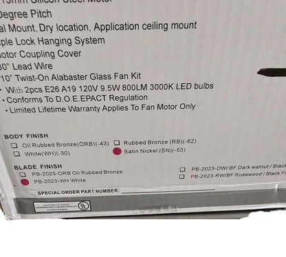 Concord Heritage Home 52" Satin Nickel LED Indoor Ceiling Fan Light Kit 5-Blade 52HEF5SN-MB-LED