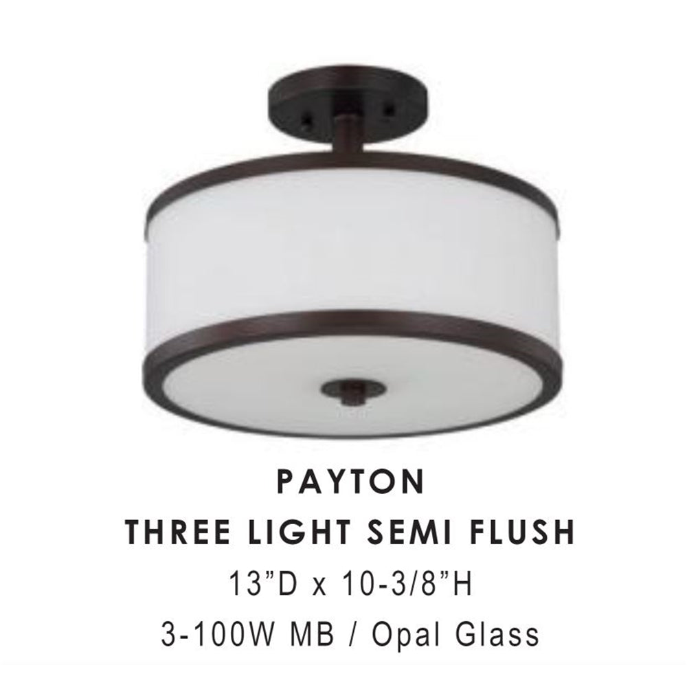Sunset 3-Light 100W MB Payton Semi-Flush Mount - F21008-64