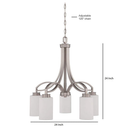 Sunset Lighting Dalton 5-Light Farmhouse Chandelier, Bright Satin Nickel F18006-80