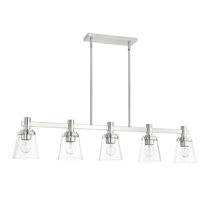 Sunset Lighting Riella 5-Light MB Island Clear Seeded Glass Bright Satin Nickel F24017-80