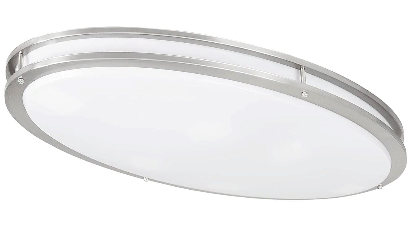 Sunset Lighting Flush Mount White Acrylic Lens Shades, Bright Satin Nickel Finish F9880-80