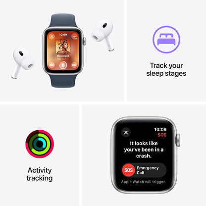Apple Watch SE 2nd Gen GPS 44mm Midnight Case M/L Sport Band Midnight MRE93LL/A