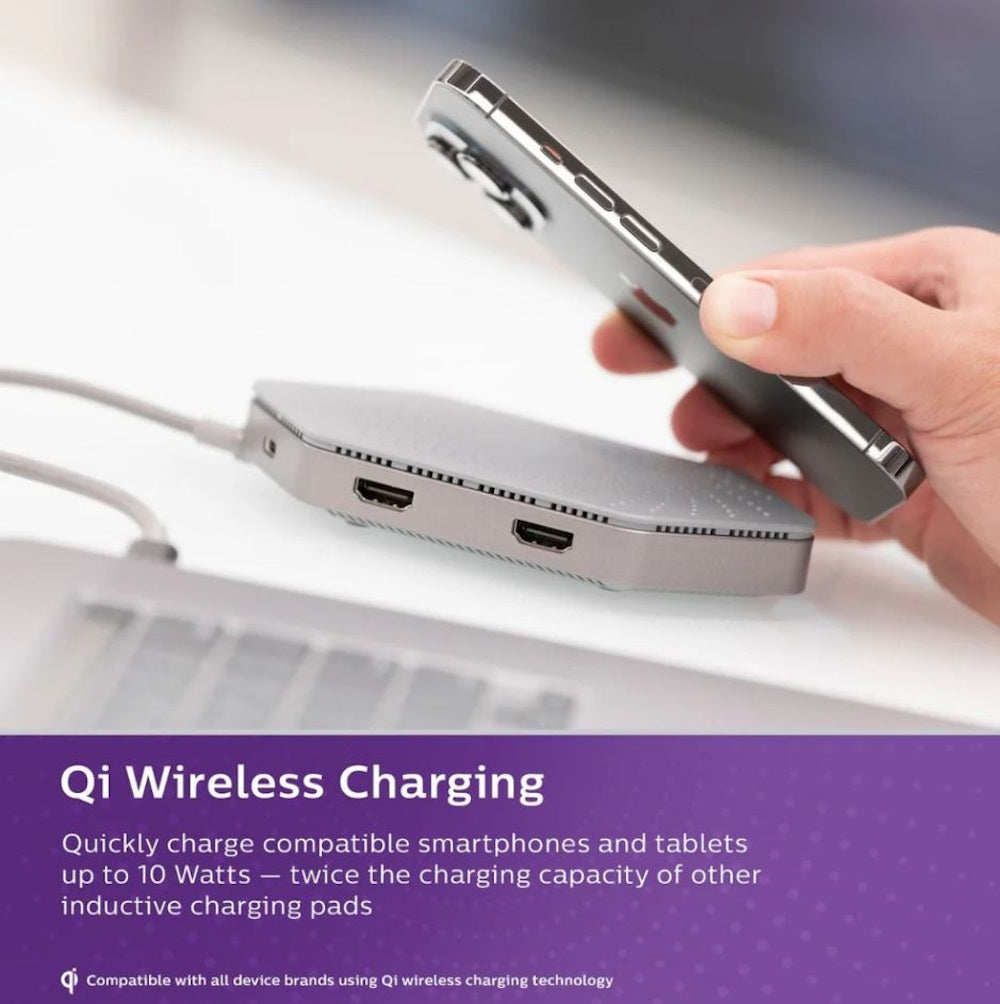 Philips Elite Plus USB-C Docking Station with Qi Wireless Charging Gray SWL9323GR37-T1