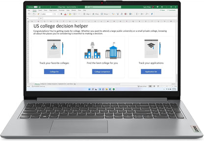 Lenovo IdeaPad 1 15.6" Full HD Laptop , Intel Celeron N4500, 4 GB RAM, 128 GB Flash Memory, Cloud Gray, 82LX005TUS