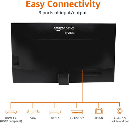 Amazon Basics 27" IPS Monitor 75 Hz Powered with AOC Technology FHD 1080P HDMI, Display Port and VGA Input 27E2UA
