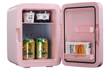 Frigidaire EFMIS170-PINK 9-Can / 6.5L Mini Portable Personal Fridge with Lighted Mirror Door, Includes 110V home power cord & 12V DC car adapter