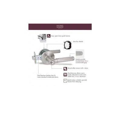 Woodcliff Satin Nickel Keyed Entry Door Handle Featuring Dual Keyway LH4X2FSJYYC