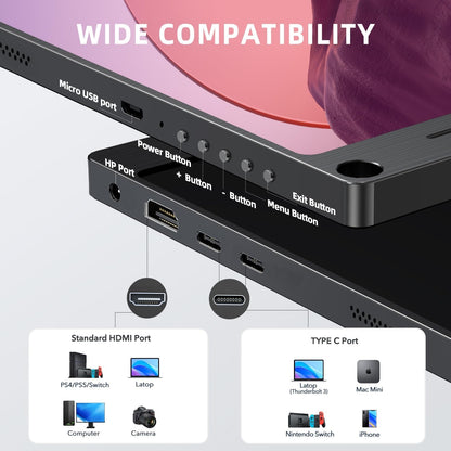 UPERFECT MDS-15608 Portable Monitor, 15.6" IPS HDR 1920X1080 FHD Eye Care Travel Screen USB C Gaming Monitor