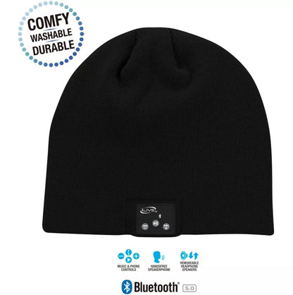 iLive Wireless Bluetooth Beanie with Earbud Speakers and Microphone, IAKB45B, Black