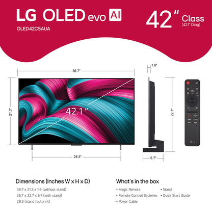 LG - 42" Class C5 Series OLED evo AI 4K UHD Smart webOS TV (2025) OLED42C5PUA