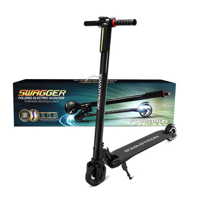Swagtron Swagger SG-2 Foldable Electric Scooter with Cruise Control, Black SWGR2-2, Up to of 200 lbs., Fat Tires - High-volume 4-inch tires mounted to 20-inch rims, 200W Motor